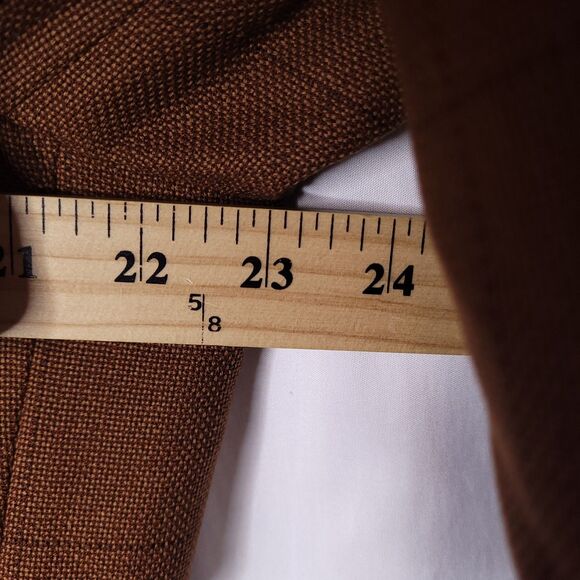 Paul Stuart Blazer Mens 44L Brown Check Super 100 Lambswool Cashmere - Picture 7 of 11